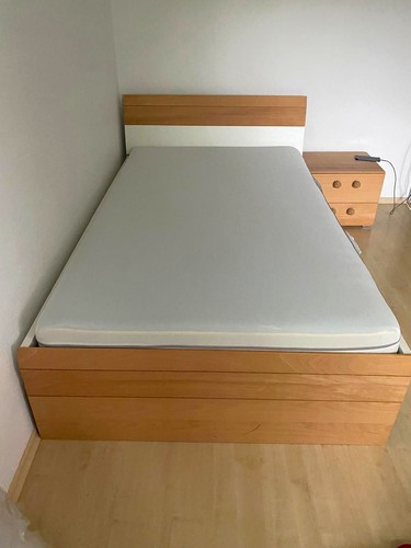 Bett holz weiß mit lattenrost - bett,